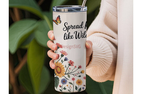 Spread Kindness Wildflowers Tumbler Wrap Sublimation DesignSVG 