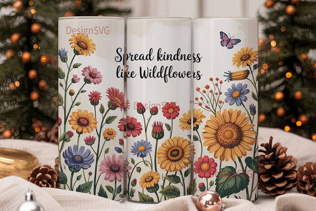 Spread Kindness Wildflowers Tumbler Wrap Sublimation DesignSVG 