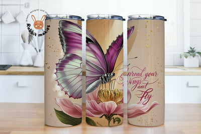 Spread your wings Tumbler PNG, Butterfly Tumbler Wrap, Floral Butterfly 20 oz Skinny Tumbler Sublimation Rabbitmakies 