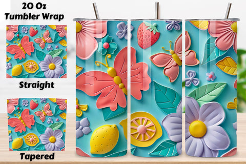 Spring 3D Flowers Tumbler Wrap | Seamless Tumbler Wrap Sublimation FloridPrintables 