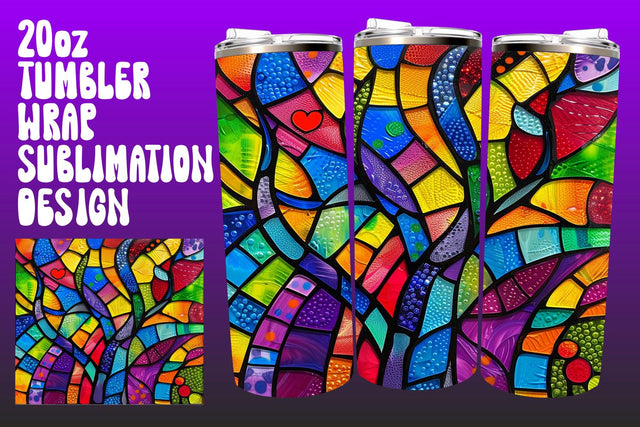 Spring 3D Glass Tree Tumbler Wrap 20oz PNG Sublimation afrosvg 