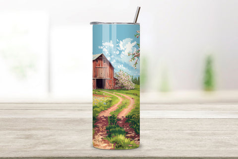 Spring 3D Landscape Floral Tumbler Wrap, Seamless Spring PNG Sublimation FloridPrintables 