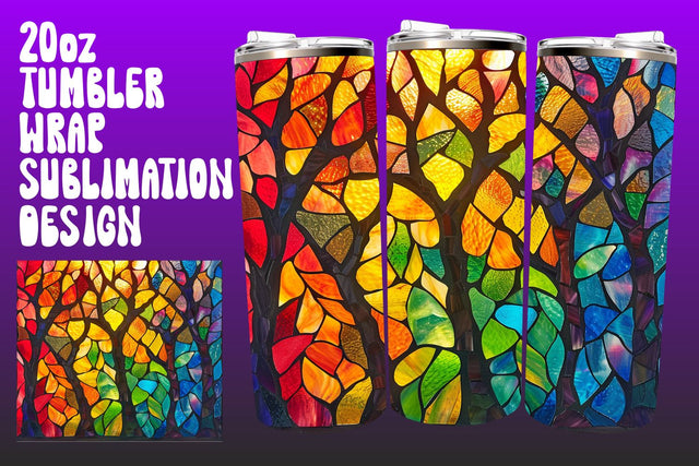 Spring 3D Tree Glass Tumbler Wrap 20oz PNG Sublimation afrosvg 