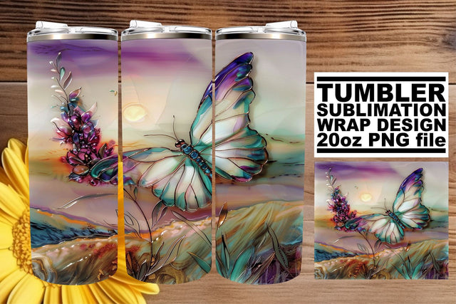 Spring 3D Wrap Butterfly Tumbler Sublimation afrosvg 