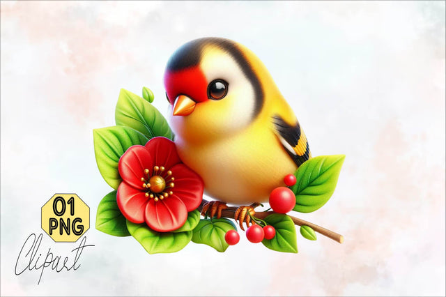 Spring American Goldfinch Bird Clipart Sublimation SVGArt 