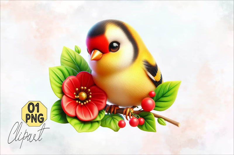Spring American Goldfinch Bird Clipart Sublimation SVGArt 