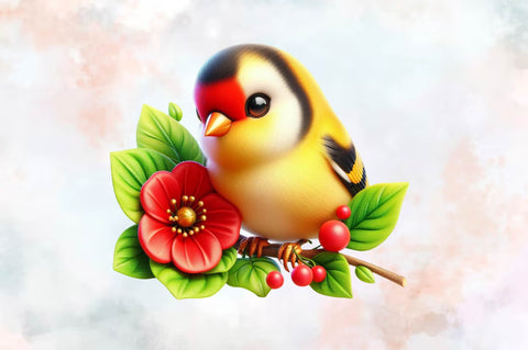 Spring American Goldfinch Bird Clipart Sublimation SVGArt 