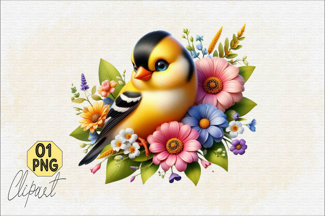 Spring American Goldfinch Bird Sublimation Clipart Sublimation SVGArt 