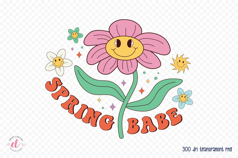 Spring Babe - Retro Spring Sublimation Sublimation CraftLabSVG 