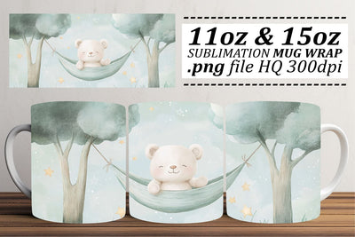 Spring Bear Mug Wrap 11oz 15oz Sublimation afrosvg 