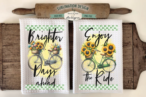Spring Bicycles and Flowers Kitchen Towel Sublimation Designs Sublimation Ewe-N-Me Designs 