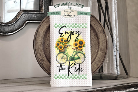 Spring Bicycles and Flowers Kitchen Towel Sublimation Designs Sublimation Ewe-N-Me Designs 