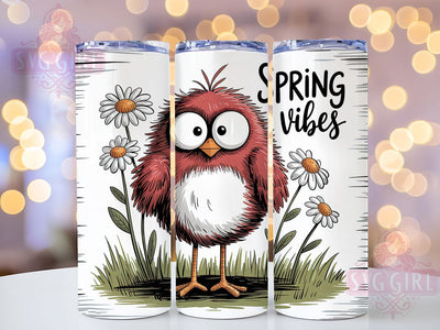 Spring Bird Cute 20oz Tumbler, Cute Gift, Sublimation Wrap, Cartoon Mug, 20oz Tumbler Design, Spring Bird Art, Seasonal Theme Sublimation SvggirlplusArt 