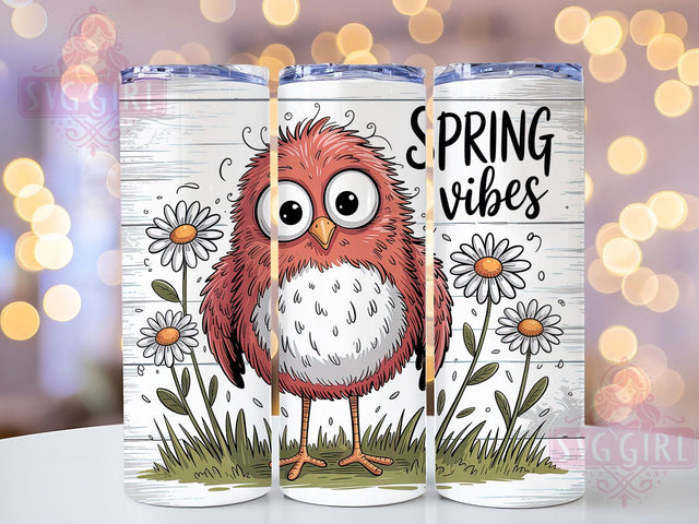 Spring Bird Cute 20oz Tumbler, Cute Gift, Sublimation Wrap, Cartoon Mug, 20oz Tumbler Design, Spring Bird Art, Seasonal Theme Sublimation SvggirlplusArt 