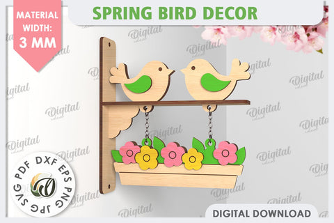 Spring Bird Decor Laser Cut Bundle. Welcome Spring SVG SVG Evgenyia Guschina 
