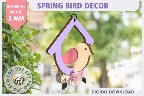 Spring Bird Decor Laser Cut Bundle. Welcome Spring SVG SVG Evgenyia Guschina 