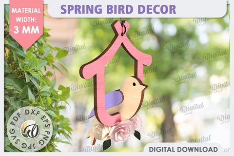 Spring Bird Decor LaserCut. Welcome Spring. Spring Decor SVG SVG Evgenyia Guschina 