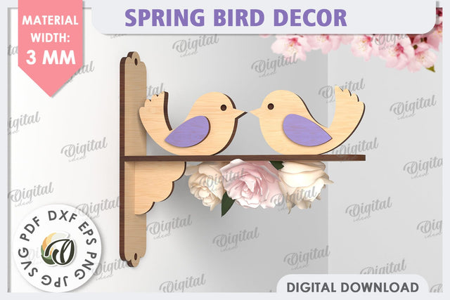 Spring Bird Decor LaserCut. Welcome Spring. Spring Decor SVG SVG Evgenyia Guschina 