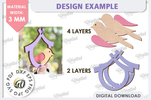 Spring Bird Decor LaserCut. Welcome Spring. Spring Decor SVG SVG Evgenyia Guschina 