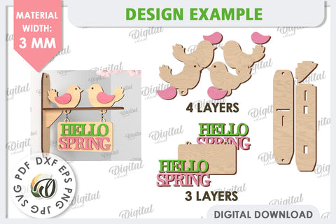 Spring Bird Decor LaserCut. Welcome Spring. Spring Decor SVG SVG Evgenyia Guschina 