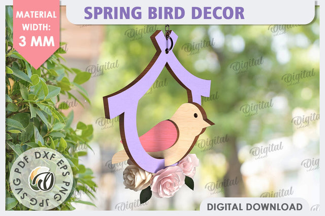 Spring Bird Decor LaserCut. Welcome Spring. Spring Decor SVG SVG Evgenyia Guschina 
