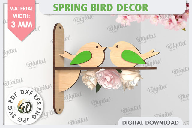 Spring Bird Decor LaserCut. Welcome Spring. Spring Decor SVG SVG Evgenyia Guschina 