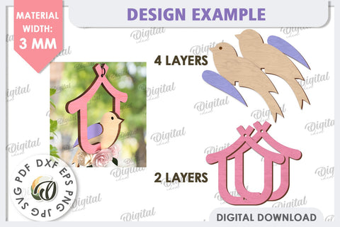 Spring Bird Decor LaserCut. Welcome Spring. Spring Decor SVG SVG Evgenyia Guschina 