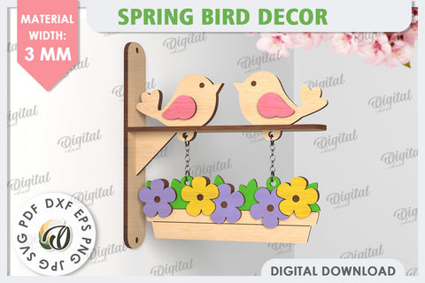 Spring Bird Decor LaserCut. Welcome Spring. Spring Decor SVG SVG Evgenyia Guschina 