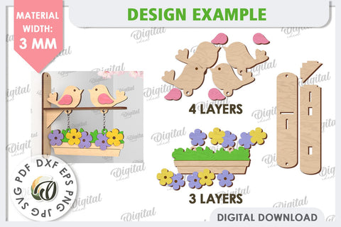 Spring Bird Decor LaserCut. Welcome Spring. Spring Decor SVG SVG Evgenyia Guschina 