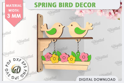 Spring Bird Decor LaserCut. Welcome Spring. Spring Decor SVG SVG Evgenyia Guschina 