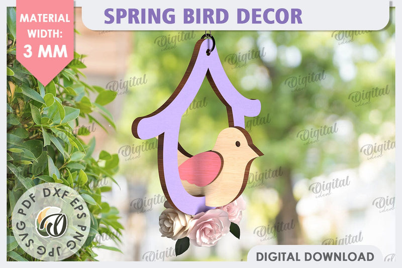 Spring Bird Decor LaserCut. Welcome Spring. Spring Decor SVG SVG Evgenyia Guschina 