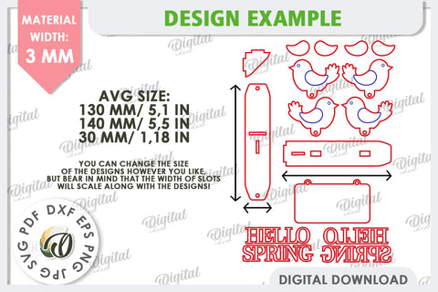 Spring Bird Decor LaserCut. Welcome Spring. Spring Decor SVG SVG Evgenyia Guschina 