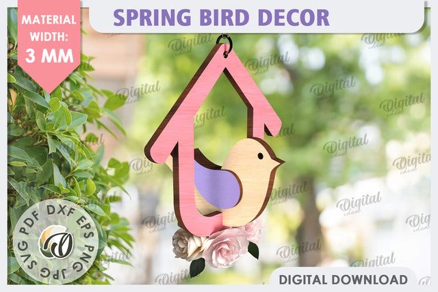 Spring Bird Decor LaserCut. Welcome Spring. Spring Decor SVG SVG Evgenyia Guschina 