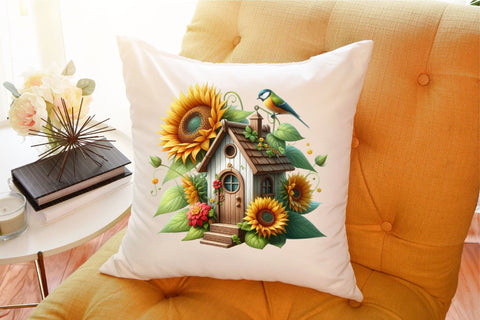 Spring Bird Houses Sublimation Clipart Sublimation designartist 