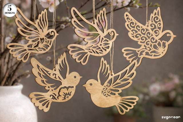 Spring Bird Ornaments Laser Cut SVG SvgOcean 