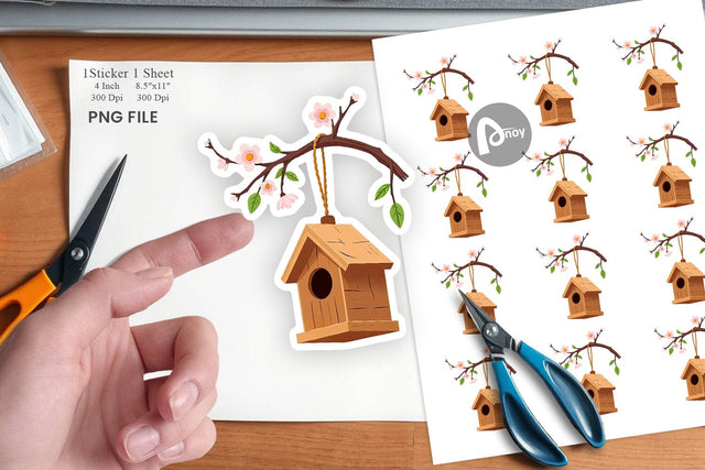 Spring Birdhouse Sticker Sublimation artnoy 