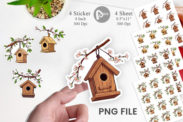Spring Birdhouse Sticker Sublimation artnoy 