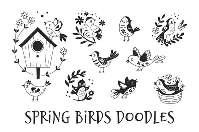 Spring Birds Doodles Sublimation Rin Green 
