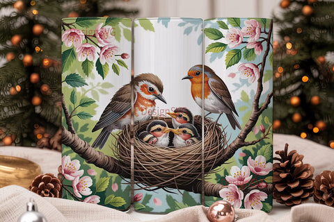 Spring Birds Nest 20oz Tumbler Wrap Sublimation DesignSVG 