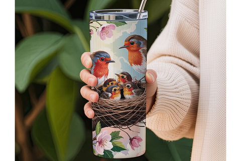 Spring Birds Nest 20oz Tumbler Wrap Sublimation DesignSVG 