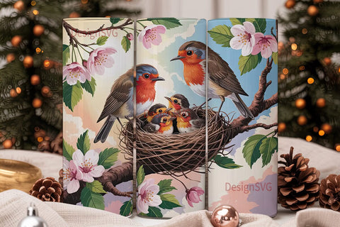 Spring Birds Nest 20oz Tumbler Wrap Sublimation DesignSVG 