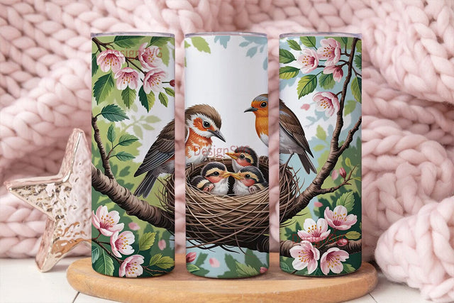 Spring Birds Nest 20oz Tumbler Wrap Sublimation DesignSVG 