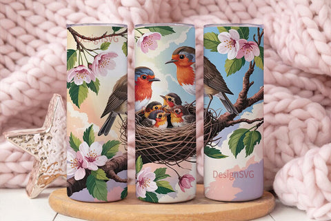 Spring Birds Nest 20oz Tumbler Wrap Sublimation DesignSVG 