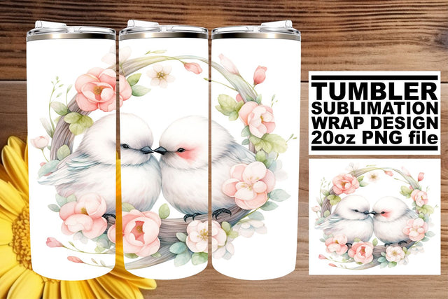 Spring Birdsong Tumbler Wrap Sublimation afrosvg 