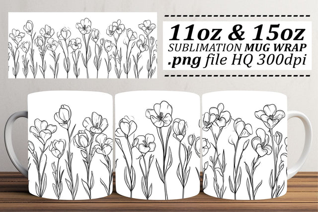 Spring Bloom Floral Mug Wrap Sublimation afrosvg 