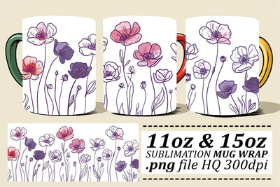 Spring Bloom Floral Mug Wrap Sublimation afrosvg 