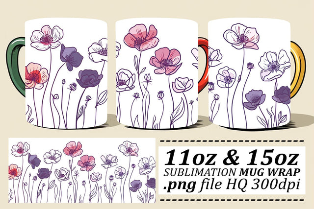Spring Bloom Floral Mug Wrap Sublimation afrosvg 