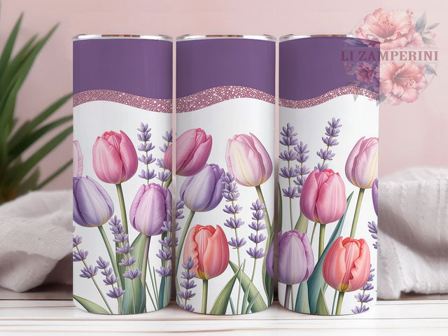Spring Bloom Floral Tumbler Wrap, Spring Bloom Design, Garden Flower Art, Seasonal Floral Wrap, Botanical Print Gift, Fresh Flower Pattern, Spring Garden Design Sublimation Li Zamperini 