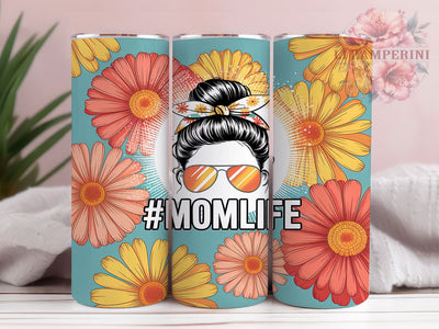 Spring Bloom Sunflower Mom Tumbler, Floral Mother Gift, Mom Bun Design, Mother's Day Present, Flower Mom Cup, Spring Mom Gift, Sublimation Template Sublimation Li Zamperini 