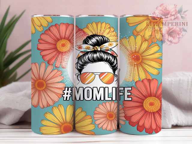 Spring Bloom Sunflower Mom Tumbler, Floral Mother Gift, Mom Bun Design, Mother's Day Present, Flower Mom Cup, Spring Mom Gift, Sublimation Template Sublimation Li Zamperini 
